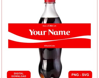 Custom Cola Bottle Label, Personalized Coke Name, Gift For Friend, Valentine's Day Gift, Birthday Gift, Digital Download.