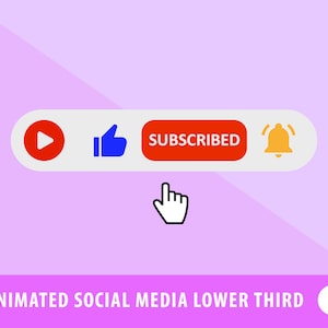 Animated Social Media Overlay, Subscribe Like Notification Button, Intro Lower Third Button For Streams, Banner Overlay For Vlogs.