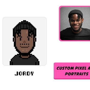 Custom Pixel Art Portrait, 8 Bit Avatar Portrait, Cartoon Portrait From Photo, Persoanlized Gift, Video Game Art, Retro Style Drawing.