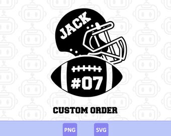 Custom Football Name And Number Svg, Custom Jersey Name, Football Helmet, Football Player Name Clipart, Digital Download.