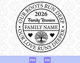 Family Reunion SVG PNG: Custom Family Tree Sign (Digital Download)