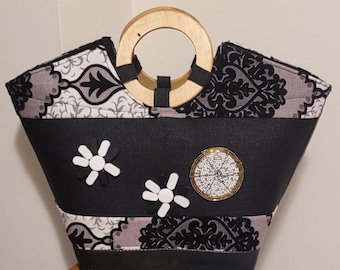 Handgemachte authentische Handtasche, Frauen Handtasche, Muttertagsgeschenk, Schwarze Handtasche
