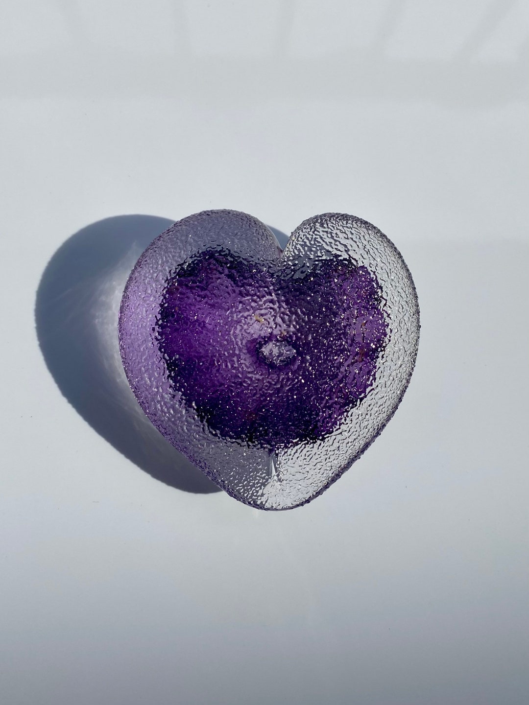Purple Glass Heart Glass Heart Paperweight Handmade in Ohio Etsy