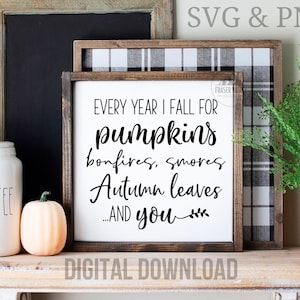 Every Year I Fall For Pumpkins SVG, Fall Sign SVG PNG, Fall Decor, Wall Decor, Cricut Cut Files svg