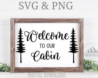 Welcome To Our Cabin SVG, Cabin SVG, Wood Farmhouse Sign svg png