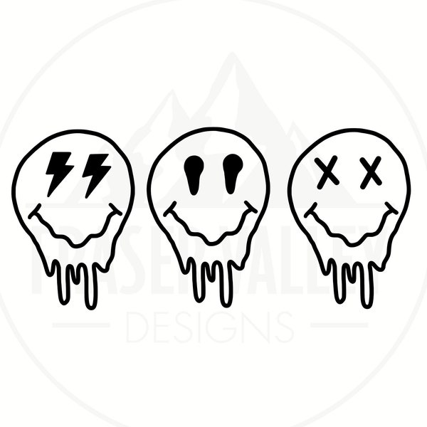 Melted Smiley Face Svg - Etsy