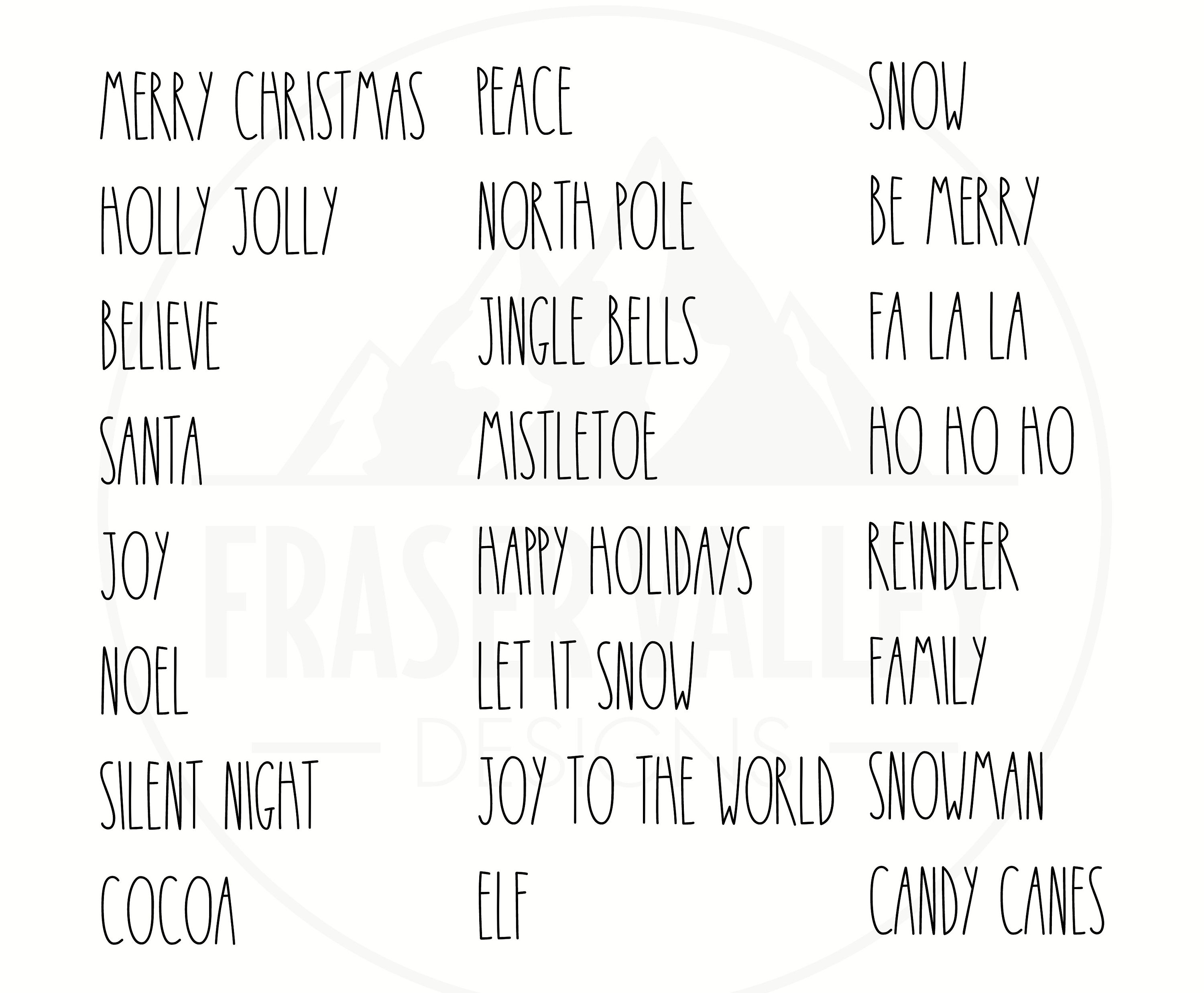 Rae Dunn Christmas Words Svg Rae Dunn Words Svg Rae Dunn Etsy