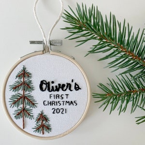 Baby’s First Christmas Hand Embroidered Ornament