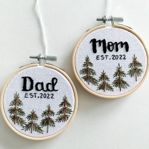 Mom & Dad First Christmas Hand Embroidered Ornament