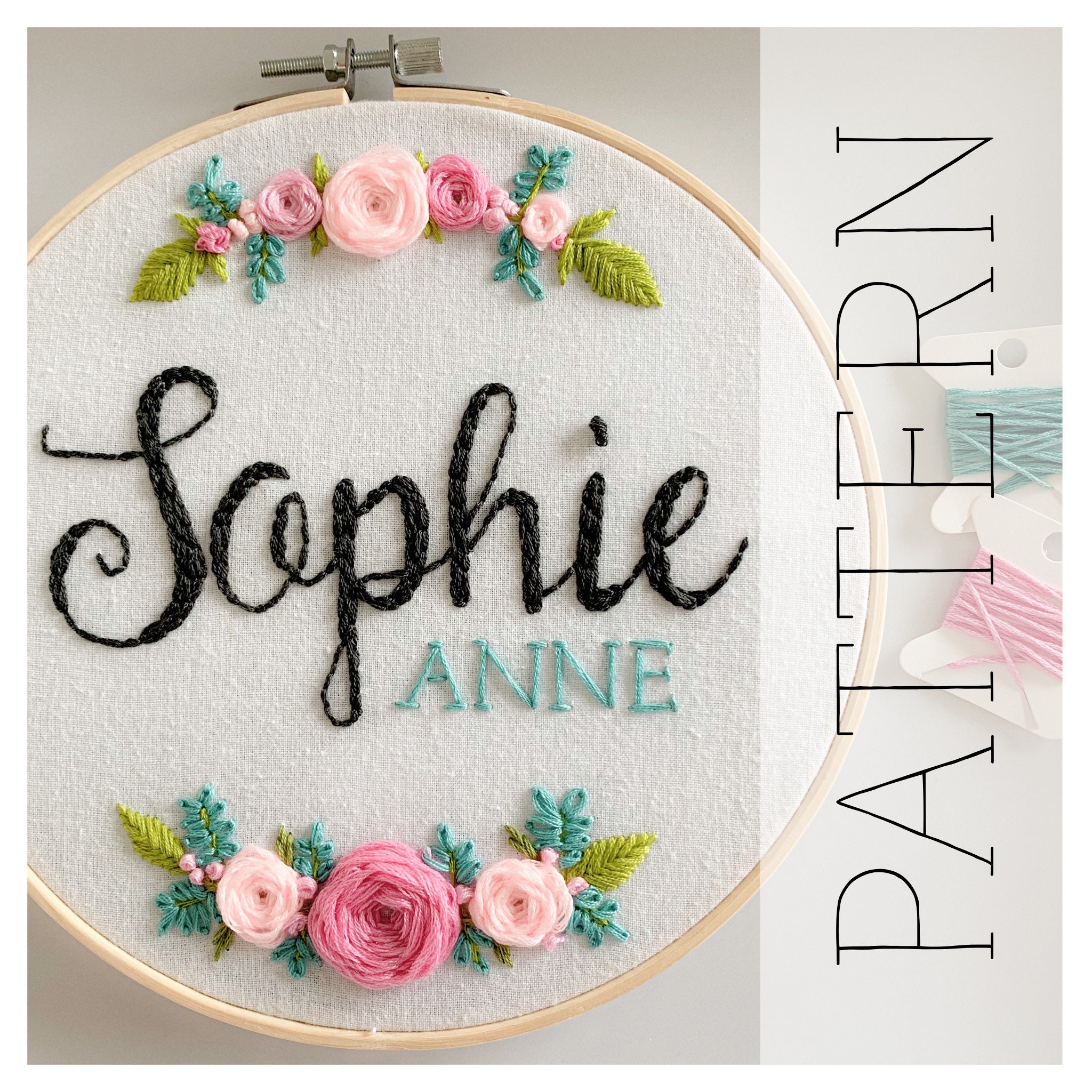 Pattern Custom Name Hand Embroidery - Etsy Canada