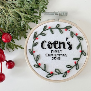 Baby’s First Christmas Hand Embroidered Ornament