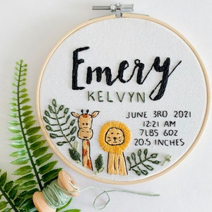 Jungle - Custom Name Embroidery Hoop