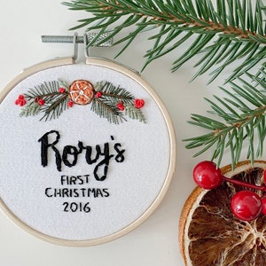 Baby’s First Christmas Hand Embroidered Ornament