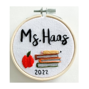 Custom Teacher Name Hand Embroidery Hoop