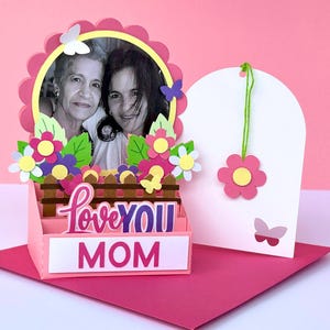 Mothers Day 3D Card SVG, Floral Box Card, Photo Frame Card SVG, Love you card svg, DIY Mothers Day card, Pop Up Card, Personalized Card svg