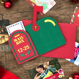 Porte-cartes cadeau de Noël SVG.  En forme de boîte aux lettres, il sera également parfait comme bas de Noël.  Cliquez pour plus de détails !