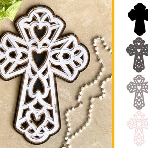 Layered Cross SVG. Religious cut file.  Ideal for Wall Art, Baptism, First Communion, Easter and more. Click for more details!
