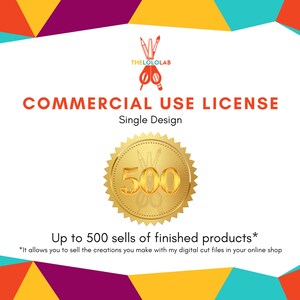 Thelololab-licentie voor commercieel gebruik voor één ontwerp. Licentie om afgewerkte producten te verkopen die zijn gemaakt van digitale snijbestanden uit deze winkel. Klik!