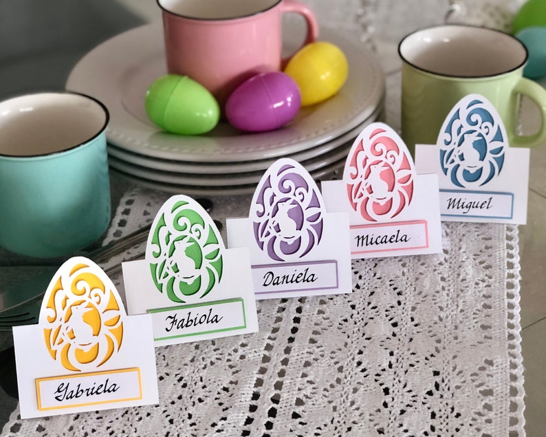 Easter place card SVG. Decore your Easter table with these elegant and cute name tags. Click to learn more image 2