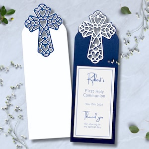Modelo de marcador religioso personalizado para ocasiões especiais - Primeira Comunhão, Batismo, Confirmação. Um marcador SVG personalizado que você vai adorar.