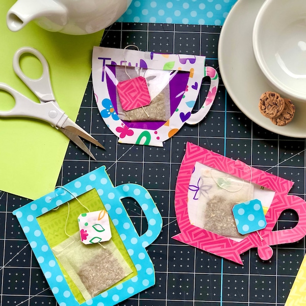 Tea bag holders SVG. Get this coffee tea cup bundle, perfect to make tea party favors. Algo great for tea lovers. Click to find out!