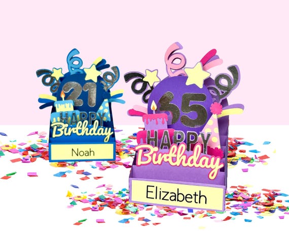Personalized Number Birthday Card SVG: 3D Pop Up Box Card Template (Digital Download)