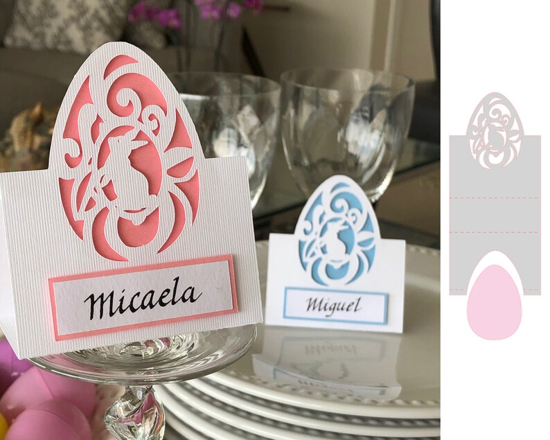 Easter place card SVG. Decore your Easter table with these elegant and cute name tags. Click to learn more image 4