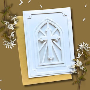 3D Cross Card SVG & Studio file, Religious Card for First Holy Communion, Baptism card, Christening card, Confirmation card, Condolence card