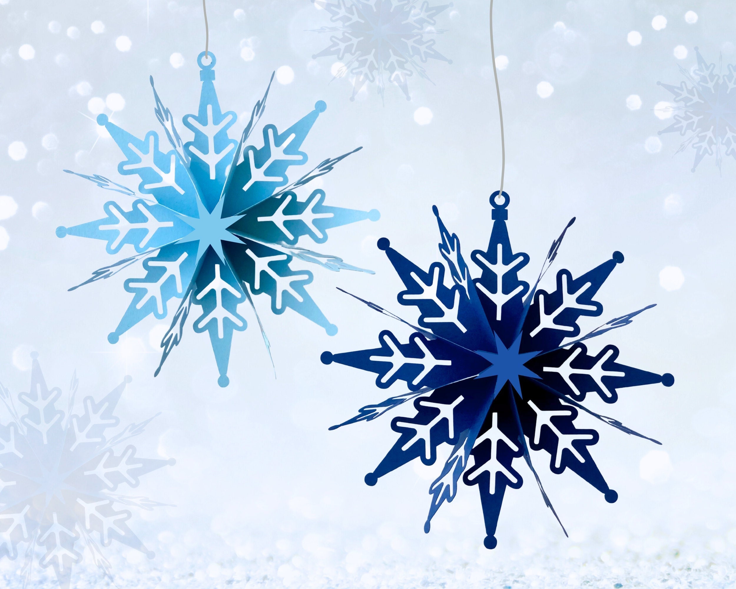 Ice Blue White Snowflakes Decorations frozen Birthday Party 3D Hollow  Snowflakes Garlands Hanging Christmas Decorations For