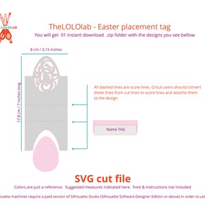 Easter place card SVG. Decore your Easter table with these elegant and cute name tags. Click to learn more image 10