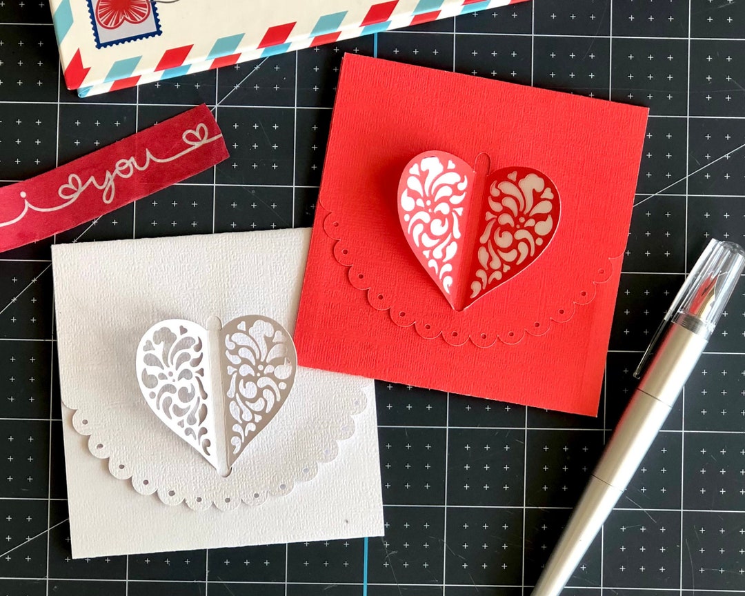 Heart Shaped Card SVG. Cut Out Card SVG, Great for Valentine's Day, as Thank You Card