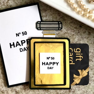Benutzerdefinierte Geschenkkartenhalter SVG oder kleine Geschenktasche. Parfümflasche SVG, ideal für Geburtstage, Muttertag, Valentinstag & mehr!