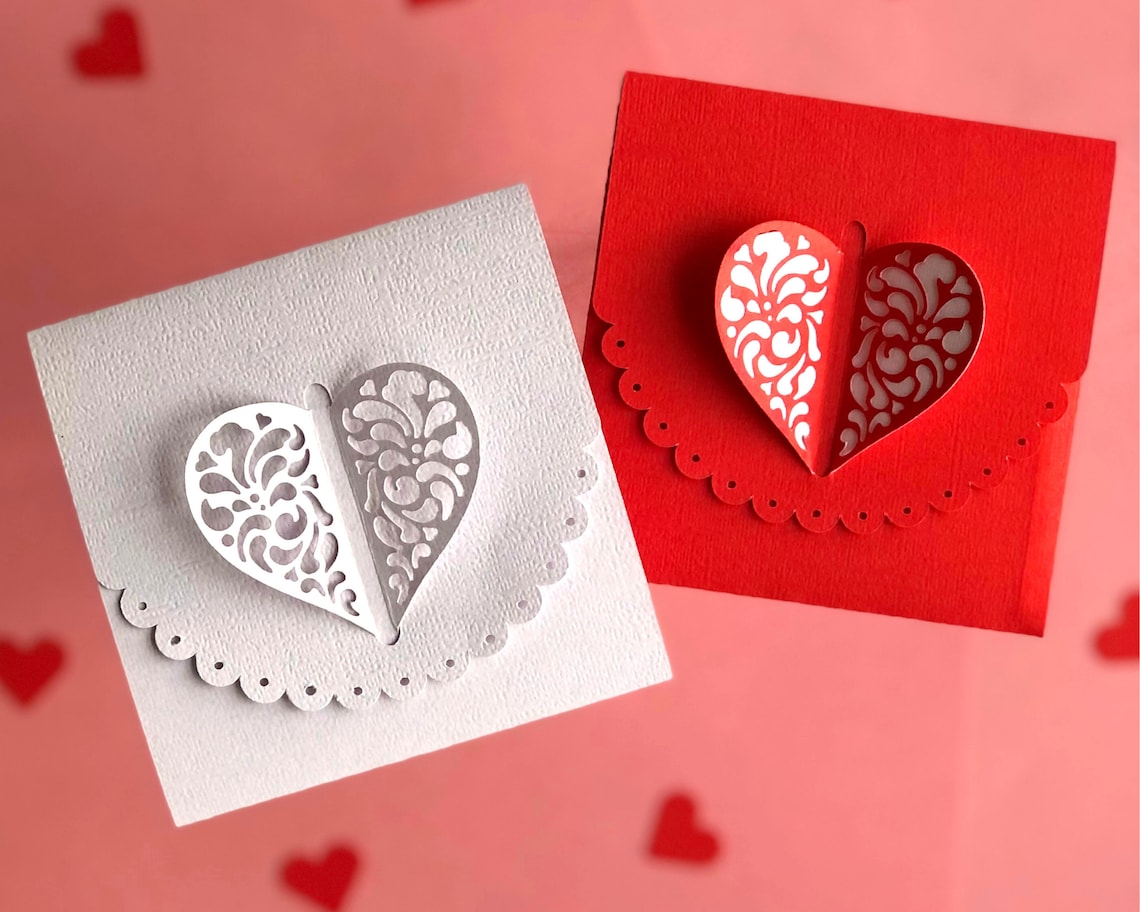 Heart Shaped Card SVG. Cut Out Card SVG Great for Etsy