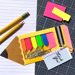 Bleistift-Geschenk-Tasche SVG. Bleistift SVG, ideal, um Lehrertaschen, SchulGastgeschenke, Geschenkkartenhalter für Lehrer und vieles mehr zu gestalten.