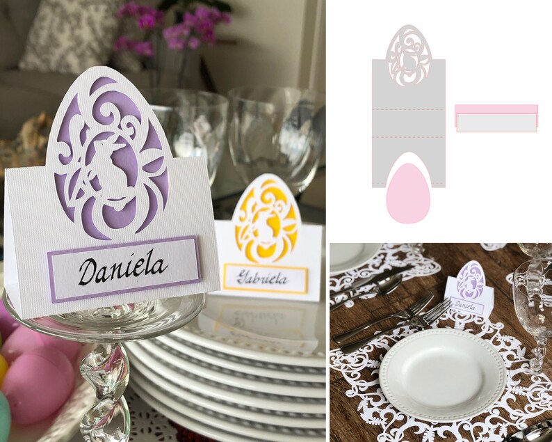 Easter place card SVG. Decore your Easter table with these elegant and cute name tags. Click to learn more image 8