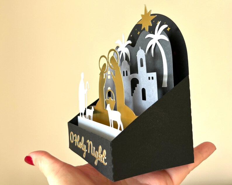 3D Nativity Scene Christmas Card SVG: Layered Paper Cut Template ...