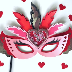 Maskerade masker SVG, Mardi Gras Carnaval masker SVG, ideaal voor Valentijnsdag ambachten. Snijbestand voor Cricut, Silhouette en compatibele machines.