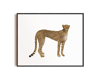 Cheetah Print, Cheetah Wall Art, Cheetah Illustration, Cheetah Drawing, Safari Print, Animal Print