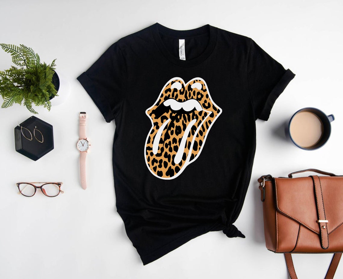 rolling stones leopard tongue t shirt