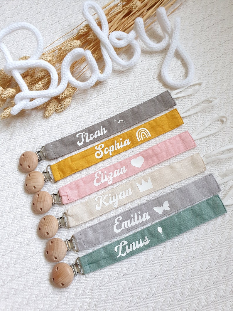 Schnullerband mit Name,Schnullerkette Personalisiert, Neugeborenen Geschenk Junge Mädchen, Babygeschenk Geburt Taufe Bild 5