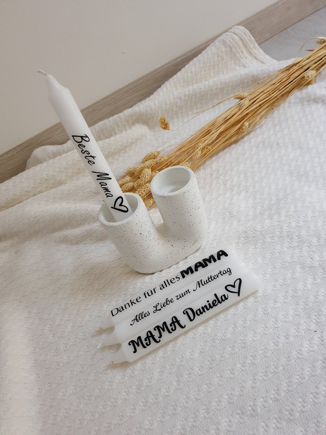 Geschenk für Mama, Muttertagsgeschenk, Stabkerze mit Wunschname, Kerze
