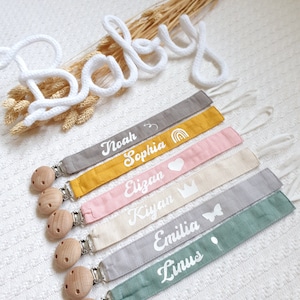 Schnullerband mit Name,Schnullerkette Personalisiert, Neugeborenen Geschenk Junge Mädchen, Babygeschenk Geburt Taufe Bild 2