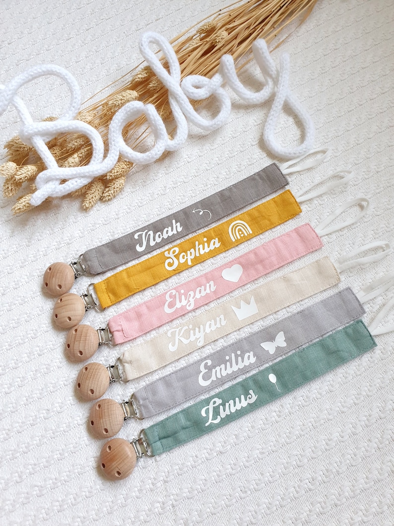 Schnullerband mit Name,Schnullerkette Personalisiert, Neugeborenen Geschenk Junge Mädchen, Babygeschenk Geburt Taufe Bild 7