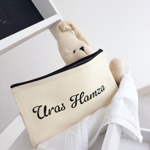 Kulturtasche mit Name Personalisiert, Kosmetikbeutel, Tasche mit Reißverschluss