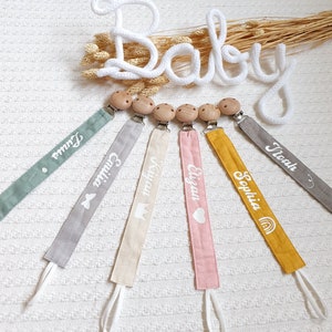 Schnullerband mit Name,Schnullerkette Personalisiert, Neugeborenen Geschenk Junge Mädchen, Babygeschenk Geburt Taufe Bild 6