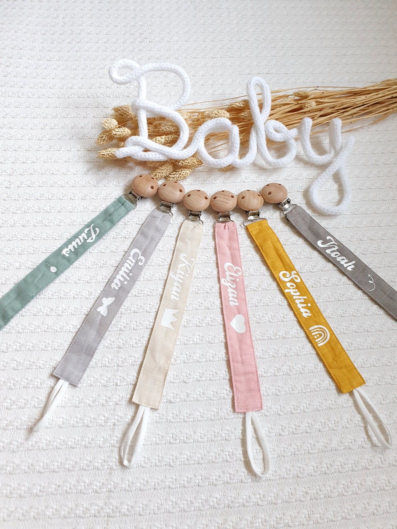 Schnullerband mit Name,Schnullerkette Personalisiert, Neugeborenen Geschenk Junge Mädchen, Babygeschenk Geburt Taufe Bild 6