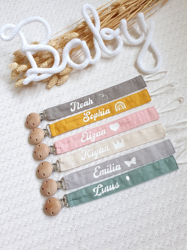 Schnullerband mit Name,Schnullerkette Personalisiert, Neugeborenen Geschenk Junge Mädchen, Babygeschenk Geburt Taufe Bild 3