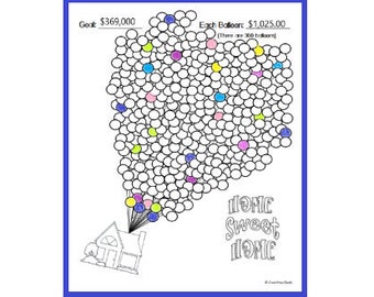 30 year Mortgage Payoff Debt Tracker Progress Chart - House Down Payment Saving Chart - 360 Balloons - Debt-Free Goal Tracker - House Payoff