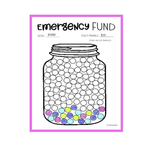 Emergency Fund Goal Chart, Emergency Fund Goal Printable, Emergency Fund Tracker, Emergency Fund, Savings Tracker, Goal Tracker, Dave Ramsey