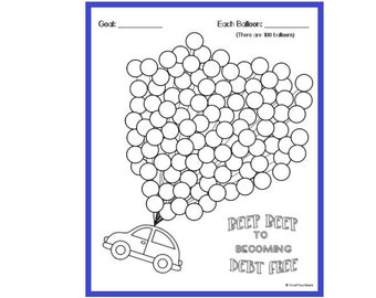 Car Payoff Debt or Car Savings Tracker Progress Chart -- 100 Balloons - Debt-Free Goal Tracker-- Car Debt, Debt Payoff, Car Savings